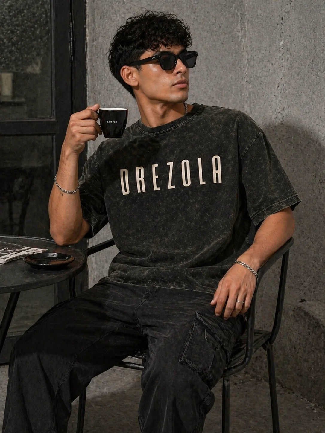 Men Oversized Acid Wash T-Shirt | Drop Shoulder Graphic Printed T-Shirt for Men | Streetwear Loose Fit Half Sleeve