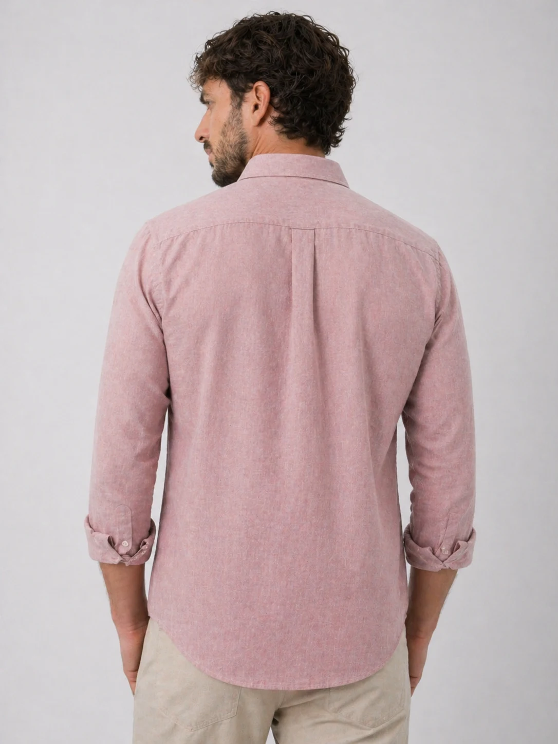 Men Dusty Pink Casual Shirt | Premium Cotton Linen Shirt for Men | Stylish Regular Fit Full Sleeve Shirt thumbnail 2
