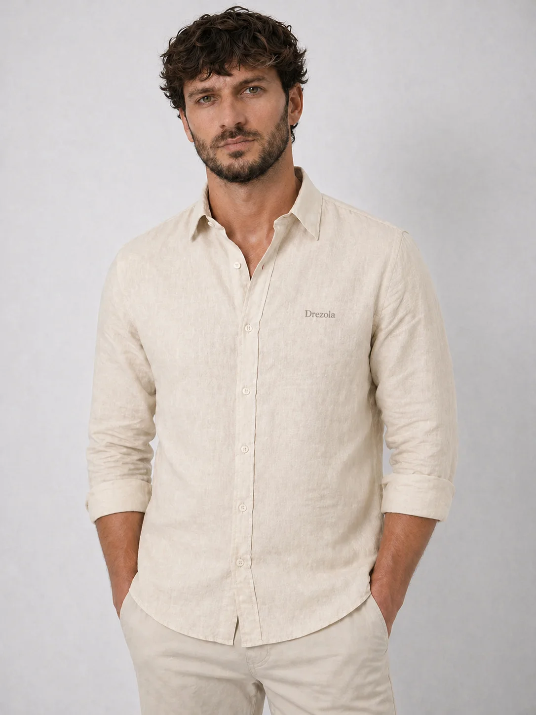 Men Beige Casual Shirt | Premium Cotton Linen Shirt for Men thumbnail 4