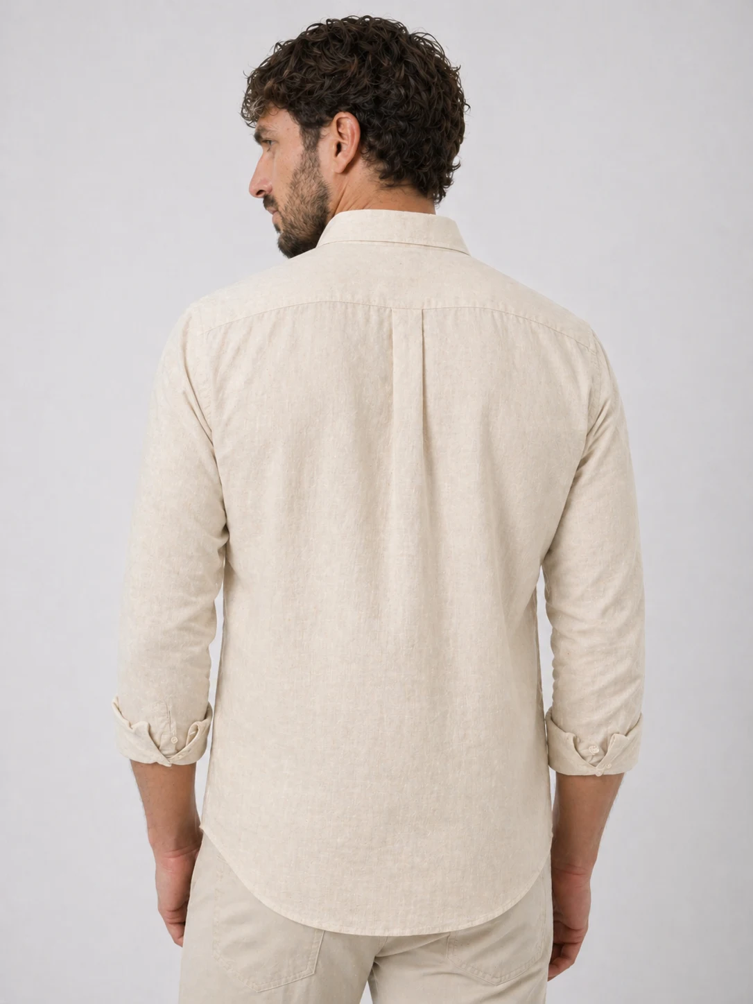 Men Beige Casual Shirt | Premium Cotton Linen Shirt for Men thumbnail 3