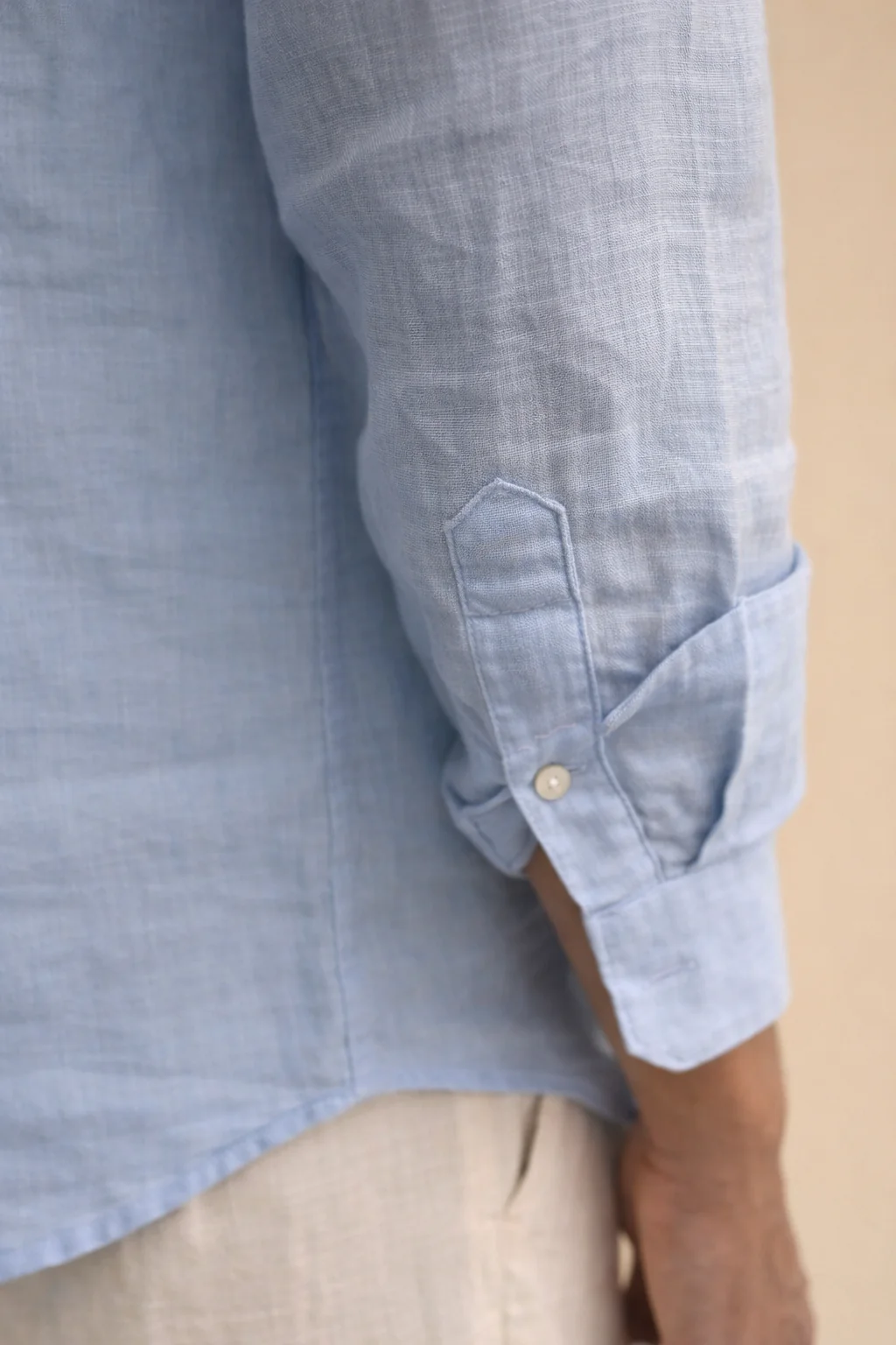 Premium Sky Blue Cotton Linen Shirt for Men | Stylish Regular Fit Full Sleeve Shirt thumbnail 4
